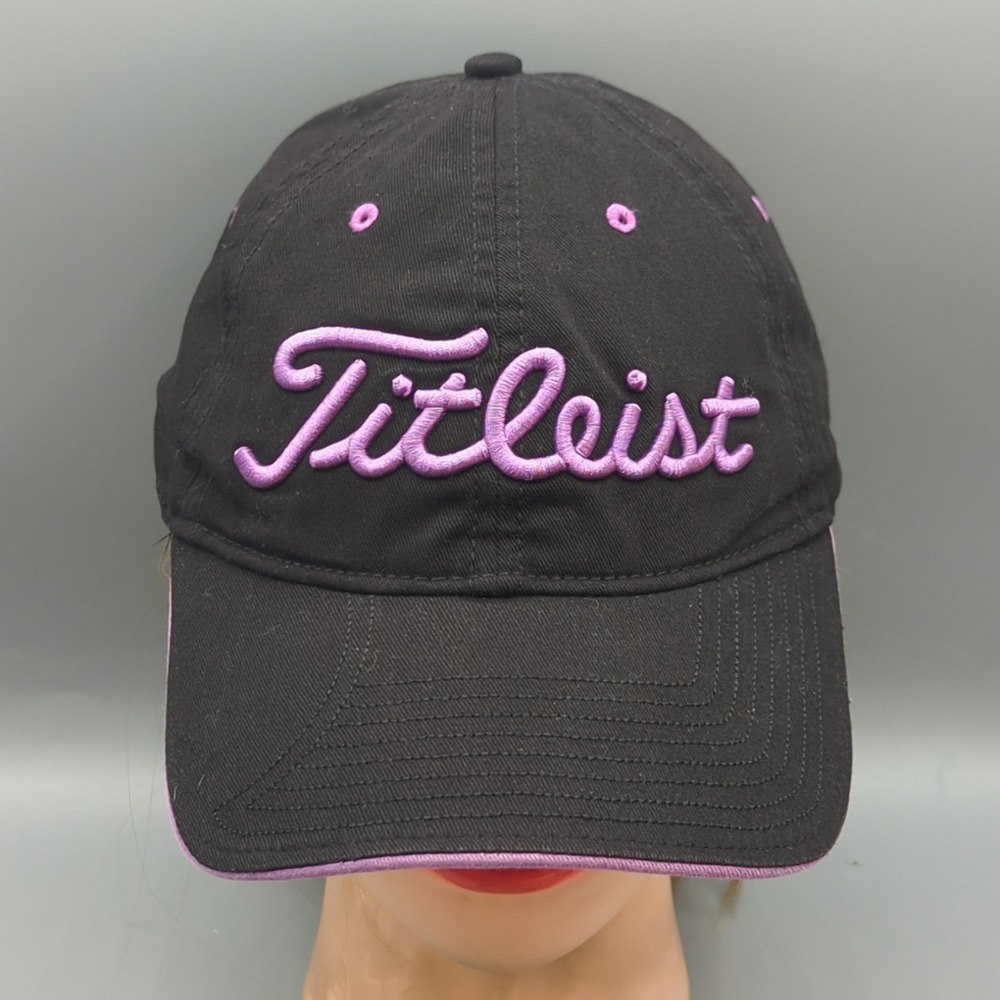 New Era Titleist Baseball Hat Golf Cap Black Purple Strapback One Size